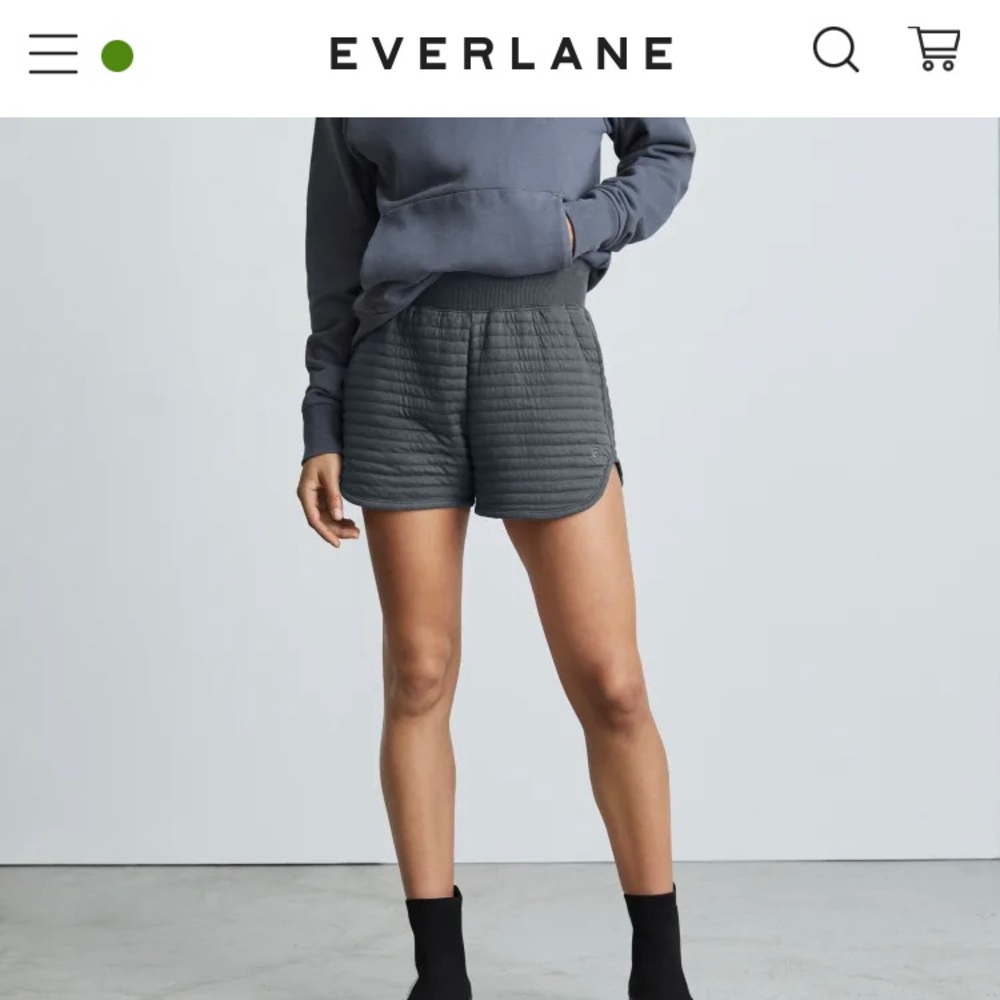 NWT Everlane The Organic Cotton Quilted Short - Slate